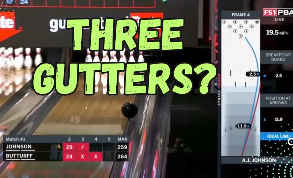 A professional bowler threw 3 gutters in a game and still won the match