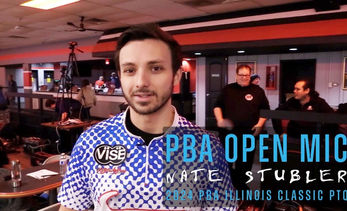 PBA Open Mic | Nate Stubler wears a microphone during the 2024 PBA Illinois Classic PTQ